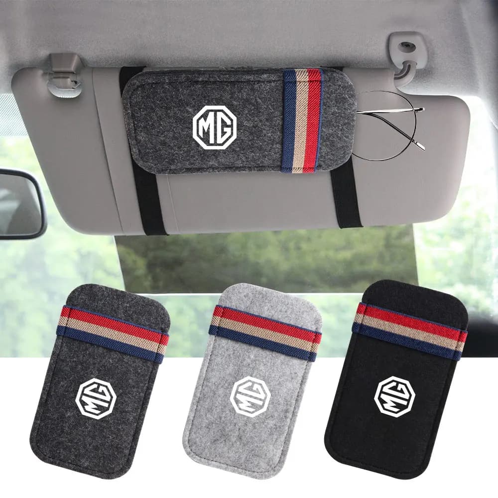 1 pz Auto Pelle Scamosciata Occhiali Borsa di Immagazzinaggio Visiera Parasole Organizer Clip Per MG Morris Garages GT MG3 MG6 MG5 MG7 GS Pilot HS ZS ZX