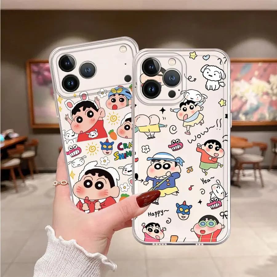 Cover Morbida per iPhone 17 Pro Max 14 Plus 12 Mini 11 XR 13 Pro XS Max 16 Air 15 17e - Tema Crayon Shin-chan