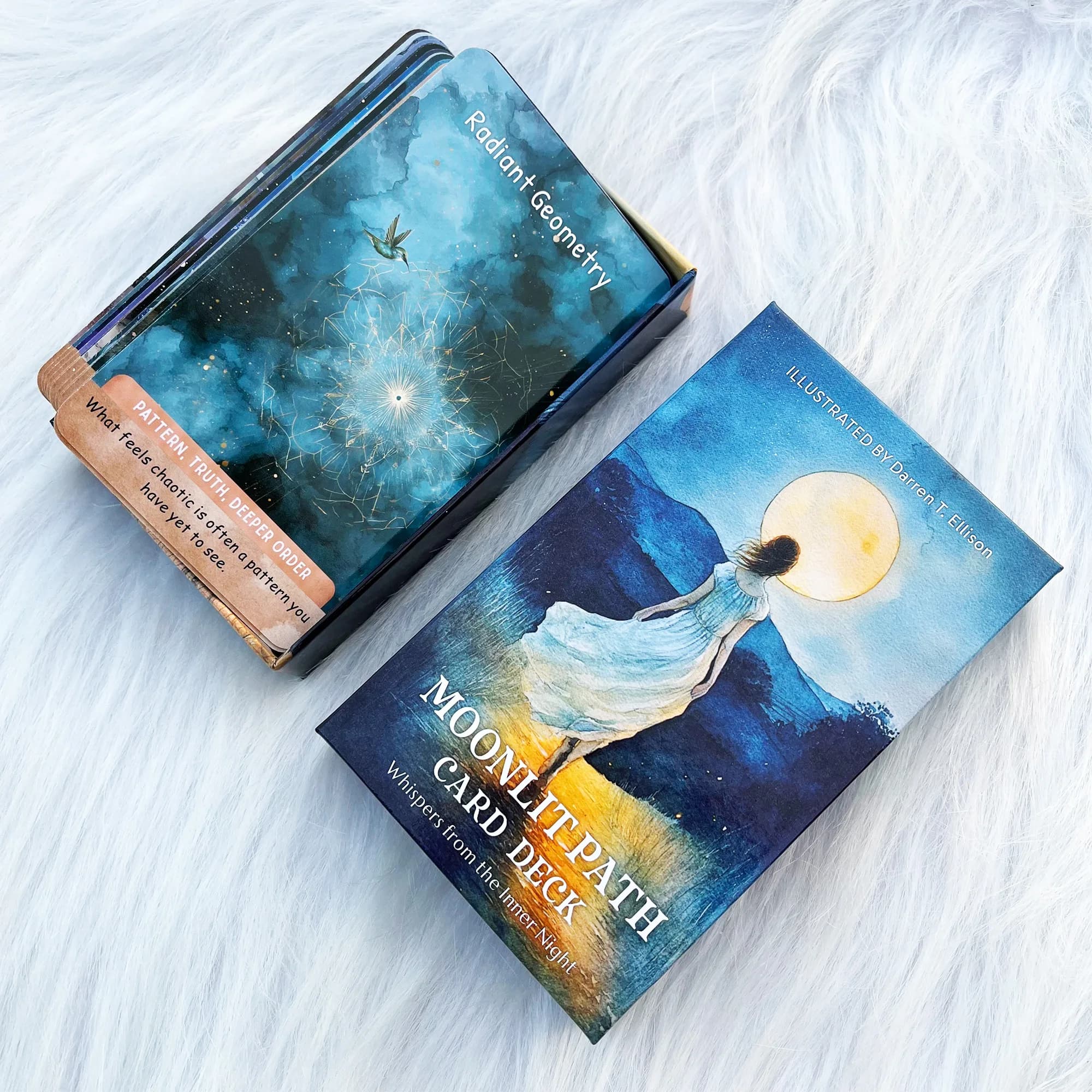 Mazzo di carte Oracle Moonlit Path, 54 carte originali, design in stile acquerello, riflessione e lettura quotidiane, giochi di carte, 12*7 cm, 14+