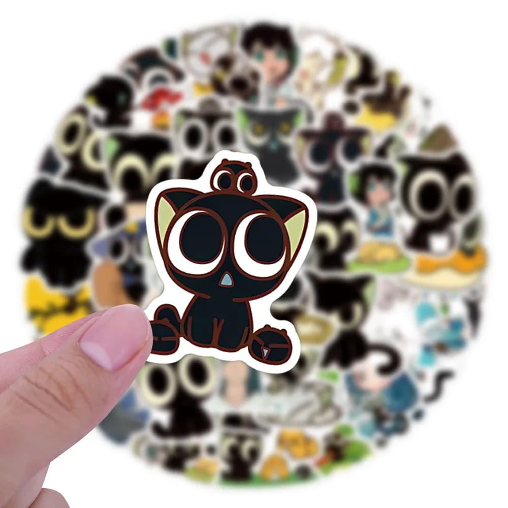 60 pezzi La leggenda di Hei ‌ Adesivi cartoni animati Simpatico piccolo gatto nero Decalcomania Animazione Fai da te Giocattoli per bambini Laptop Chitarra Auto Bici Decorazione
