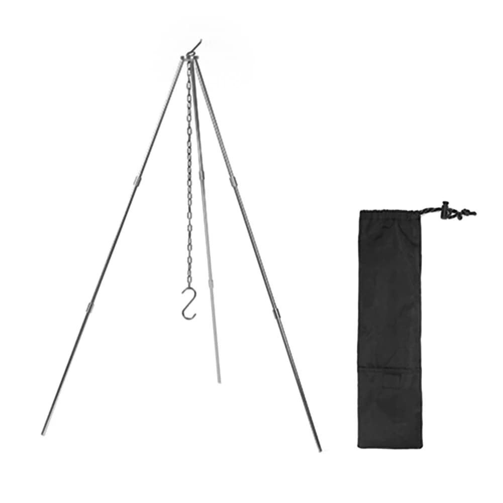 Supporto Triangolare Portatile per Cucina all'Aperto, Treppiede in Lega di Alluminio Smontabile, Catena in Acciaio Inox, Accessori da Campeggio