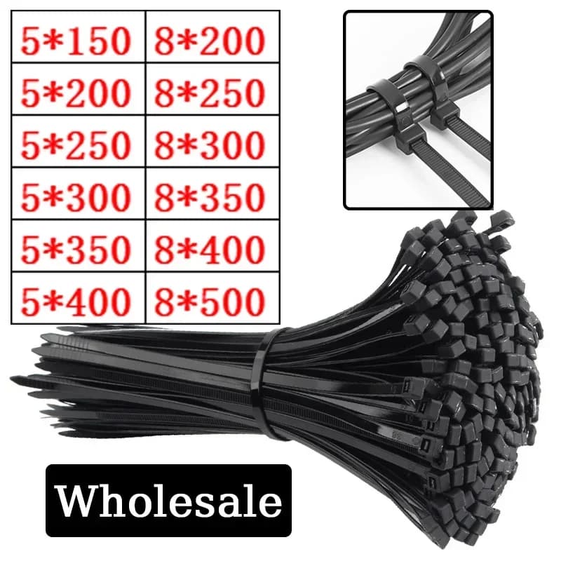 Fascetta per cavi in nylon di plastica autobloccante 5200mm 5300mm Anello di fissaggio per cavi nero 8 * 500mm Cinghia avvolgente con cerniera per cavi di grandi dimensioni