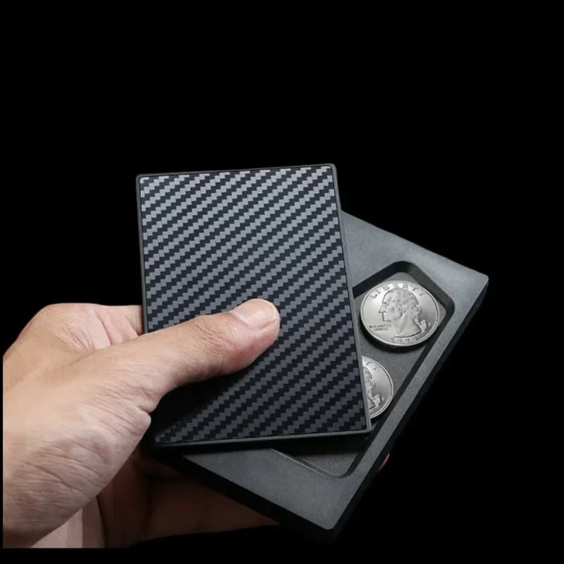 Porta carte di credito portamonete da uomo portamonete Pop-Up automatico in fibra di carbonio porta carte Anti Rfid nuova scatola sottile in metallo di alluminio