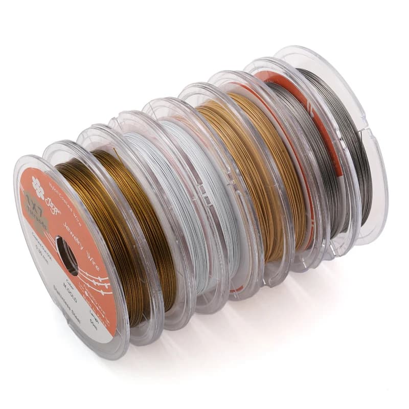 50 m/Rotolo 0.3/0.38/0.45mm Corda Corea del Sud Rivestito Perline Filo di Filo di Acciaio Inox Cavi Gioielli FAI DA TE Che Fanno Accessori V1027