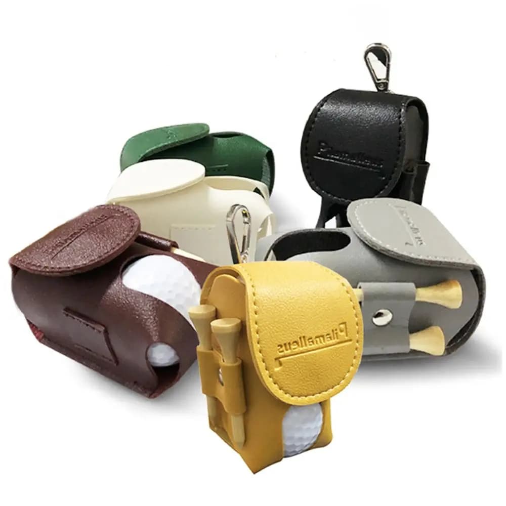 Custodia per sport all'aria aperta Contenitore per doppia palla Custodia in pelle PU Borsa per palline da golf Marsupio Custodia per TEE da golf