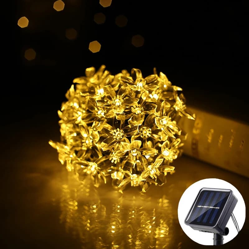 Ghirlanda Solare a LED con Fiori di Ciliegio, Luci Fatate per Matrimoni, Patio, Giardino e Decorazioni Esterne