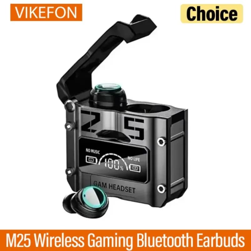 Bluetooth 5.3 M25 Gaming Wireless Earbuds Deep Bass HiFi Sound Comfort Soft Earplugs Stable Fit Earphones For IOS Android Phone