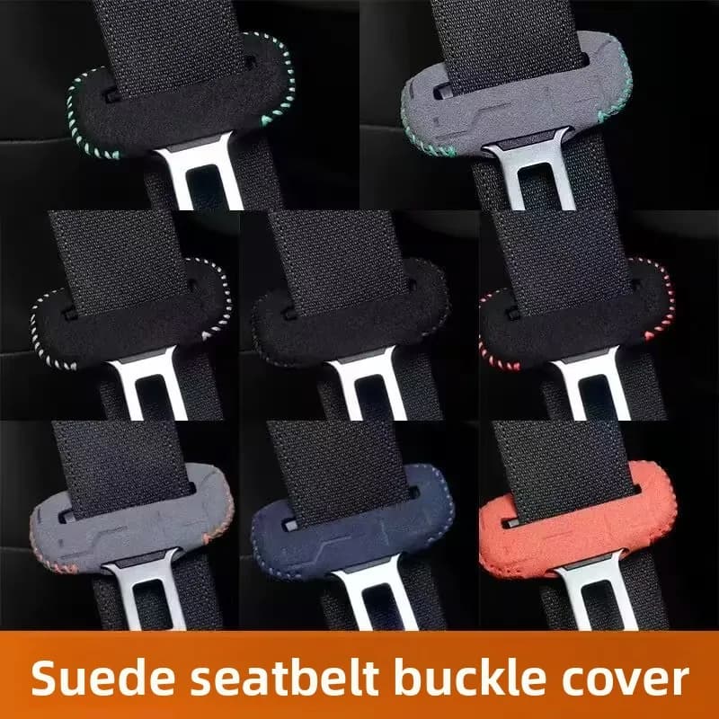 2/4PCS Suede Car Seat Belt Buckle Protective Cover, Anti-Collision Seat Belt Socket Decor Trim Auto Interior Mod Accessories