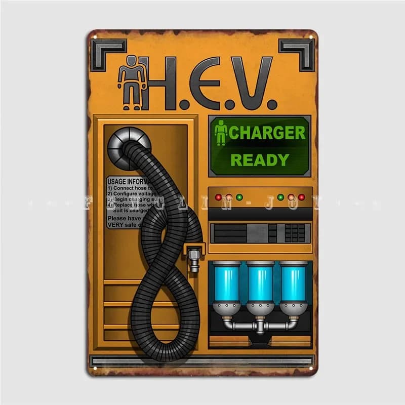 Half Life Hev Charger Targa in metallo Club Home Decorazione da parete Cinema Crea targa in metallo Poster