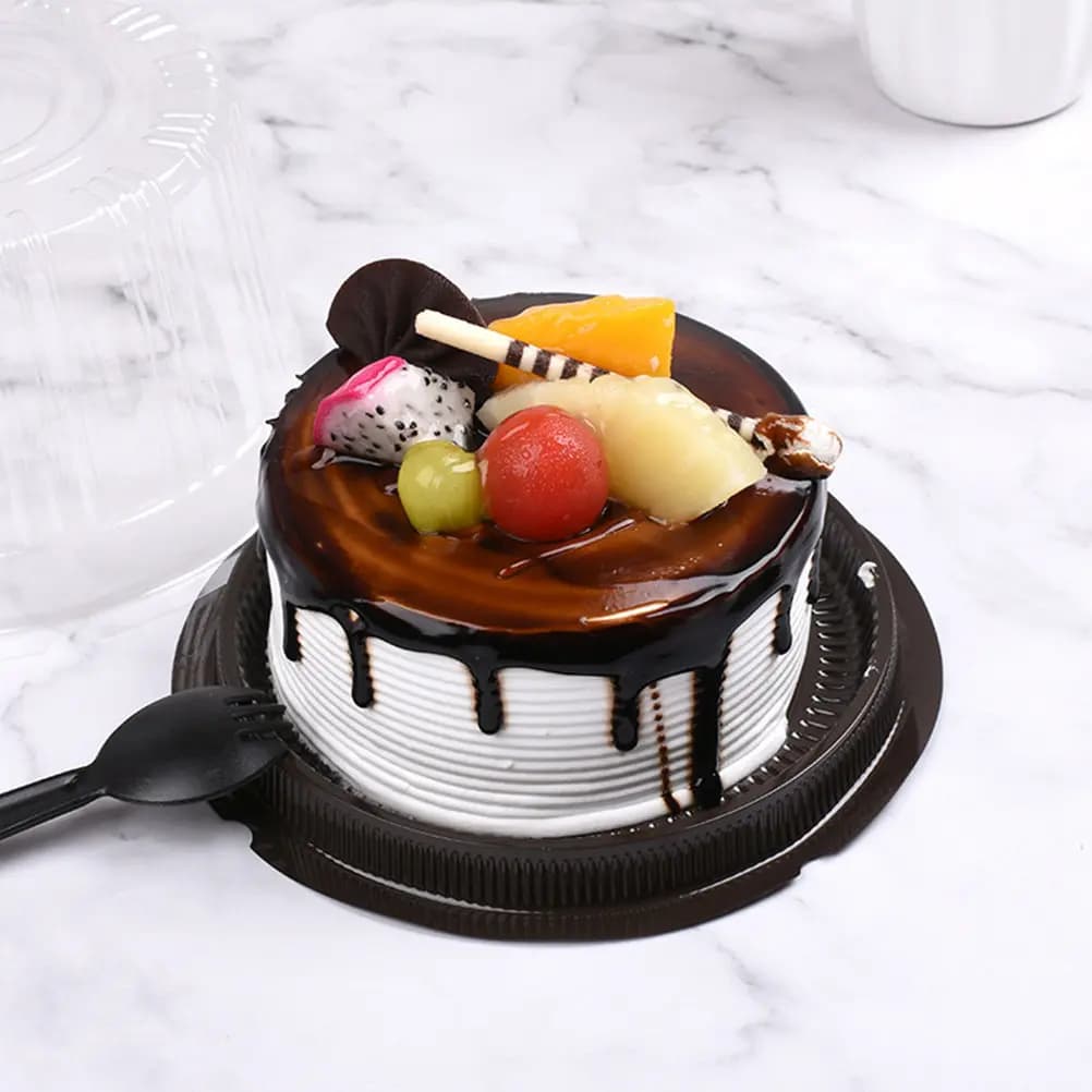 1 set di scatole per torte in plastica, rotonde da 6 pollici, trasparenti, per alimenti, per formaggi, dessert, mousse, contenitori per prodotti da forno