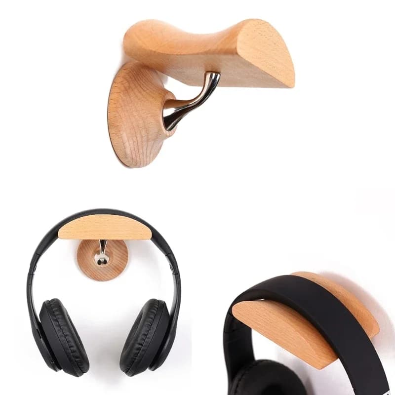 Universal Headphone Hanger Holder Wood Wall Mount Headset Hook Headphone Hanger For Gaming Headphones Earphones