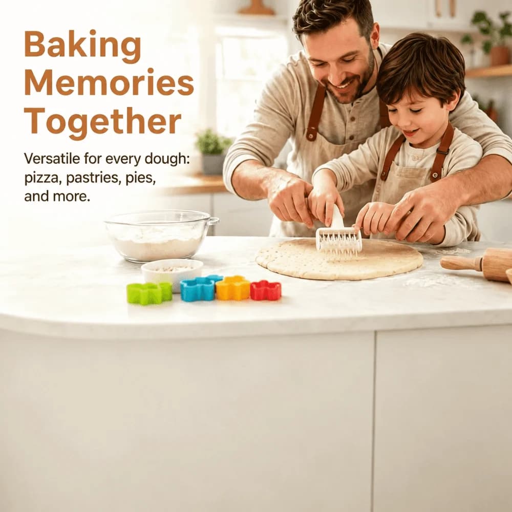 PP Pizza Dough Docker Spiked Rolling Head Dough Bubble Killer Cake Hole Punch Needle Wheels Hanging Hole Dough Roller Pie Crust