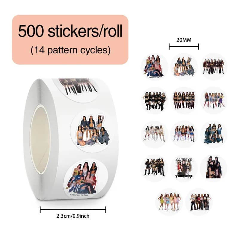 500Pcs New KATSEYE Character Roll Stickers Peripheral Waterproof DIY Decals for Phone Case Laptop Water Bottle Scrapbook Deco