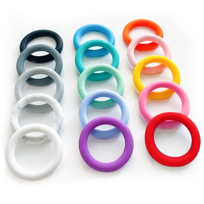 2 pz 65mm Anello In Silicone Massaggiagengive Perline Food Grade BPA Libero Dentizione Del Bambino Da Masticare Collana di Cura Giocattoli FAI DA TE Catena Ciuccio