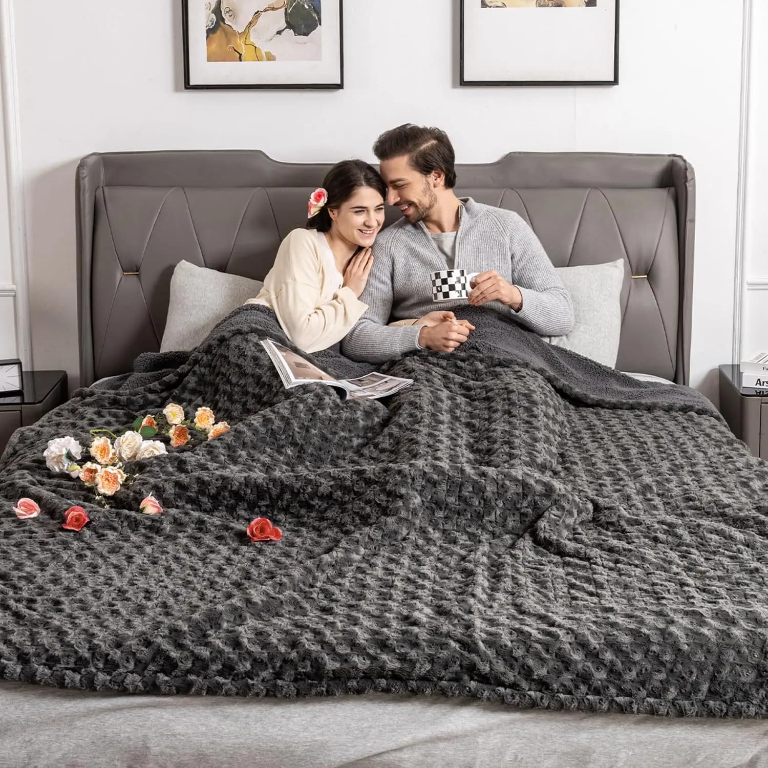 Coperta elettrica King Size 100" x 90", con doppio controllo, timer da 0,5-12 ore e 10 livelli di riscaldamento, certificata ETL