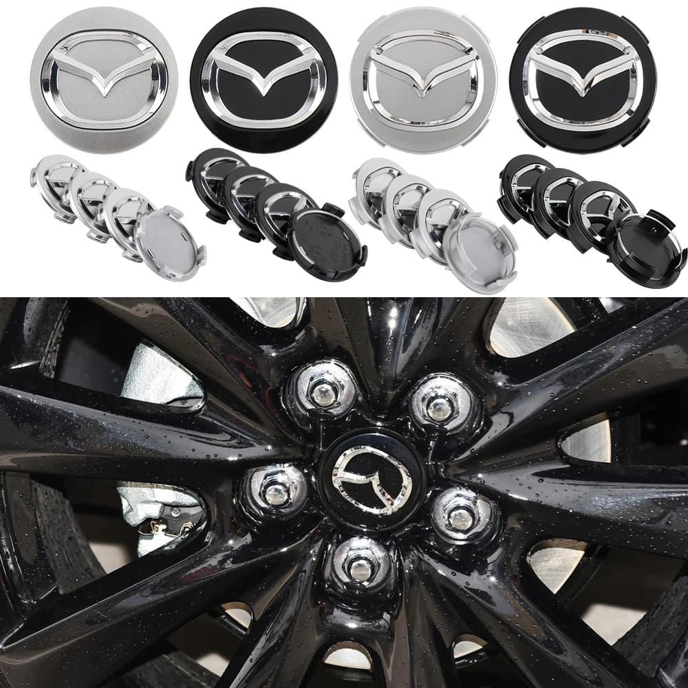 4 Pezzi 56MM Coprimozzi Adesivi per Cerchioni Auto Accessori per Mazda Axela Demio Atenza CX CX3 CX7 CX30 CX60 CX9 2