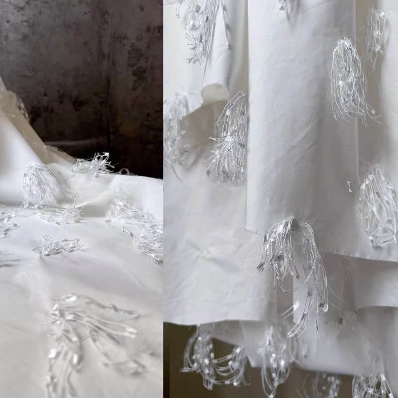 Pure Cotton White Embroidered Fabric Dress Curtain Background Fashion Clothing Designer Fabrics for Diy Sewing Cloth