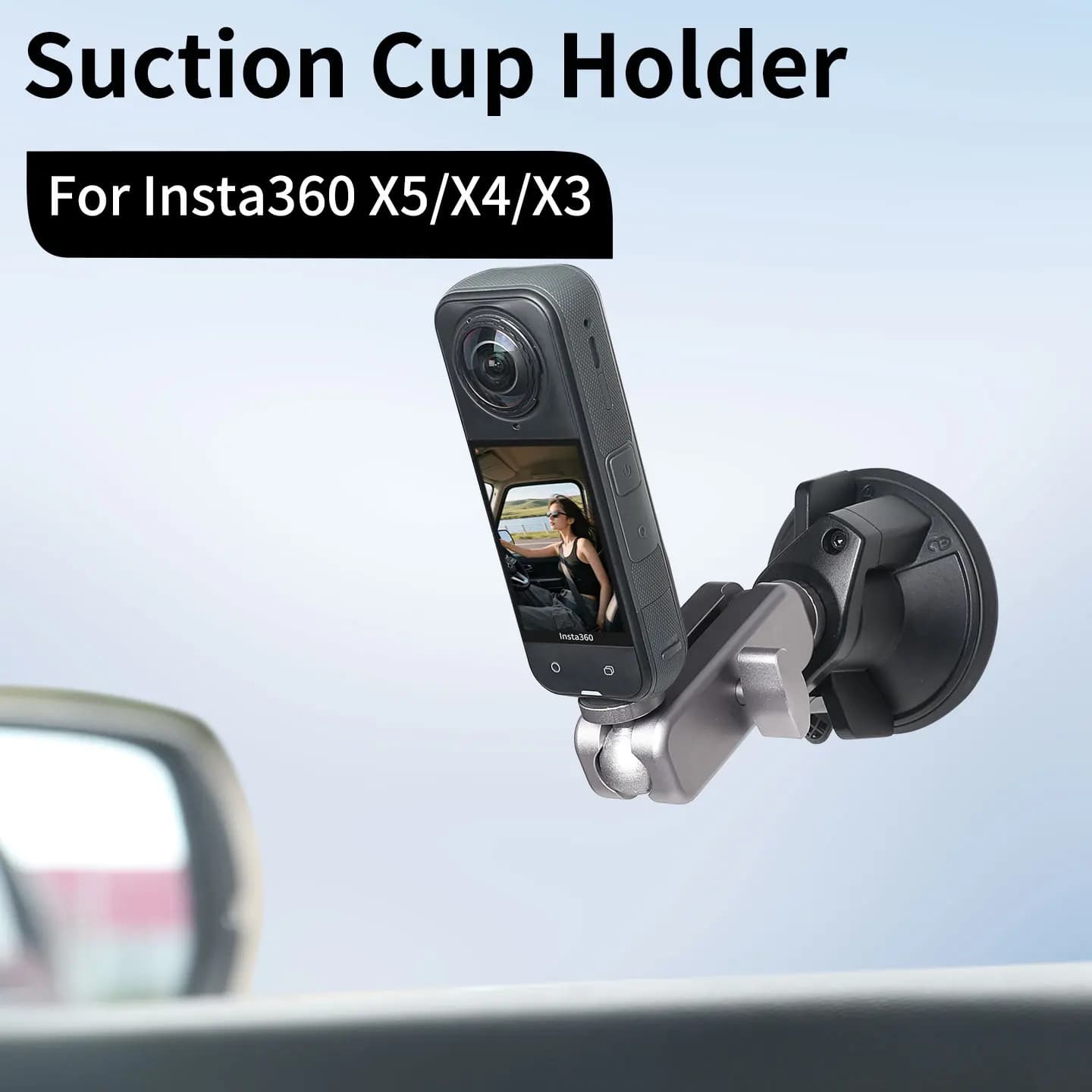 Supporto a ventosa per action camera Insta360 X5 X4 X3 / ONE X2 - Accessorio per montaggio su vetro e cruscotto auto