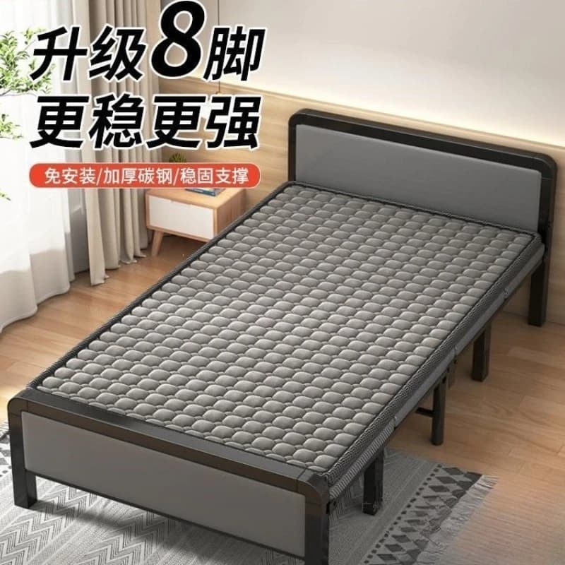 For Folding Bed Adult Household Single Bed Portable 1.2 Meters Strong and Durable Hard Board Iron Frame Bed