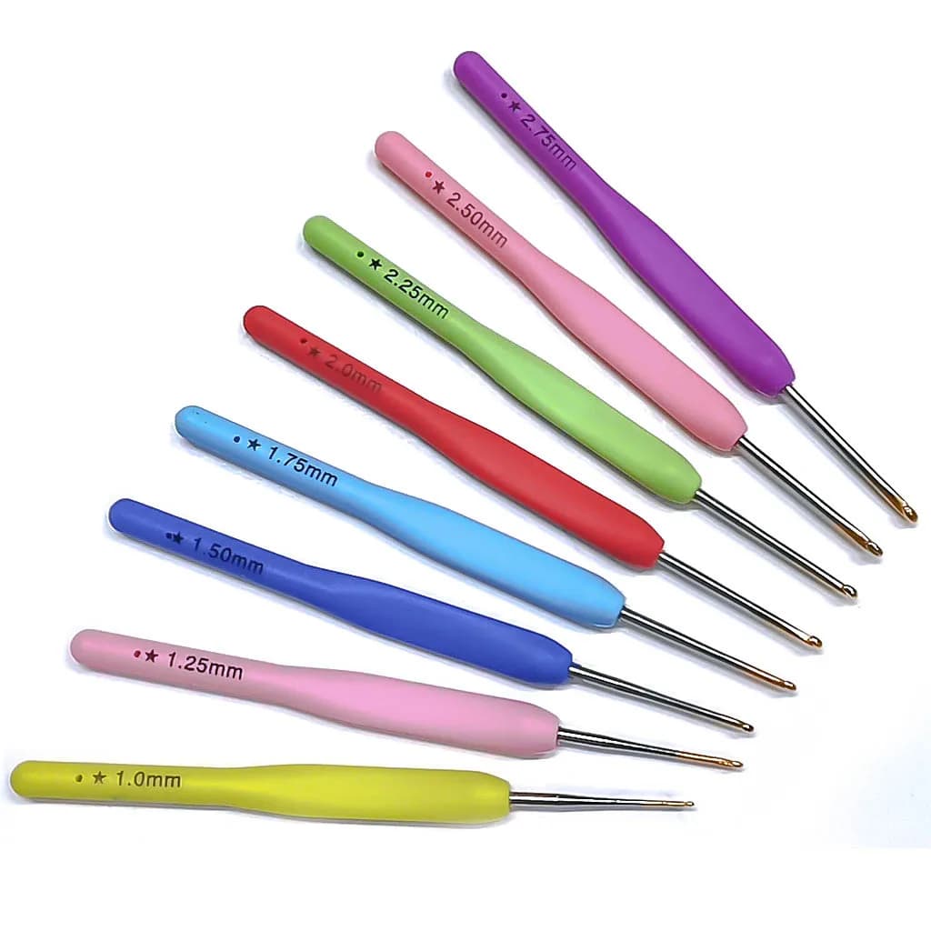 8Pcs Colorful Knitting Needles Set Aluminum Crochet Hooks with Soft Rubber Handle DIY Craft Loom Weaving Tool Kit for Knit Plait