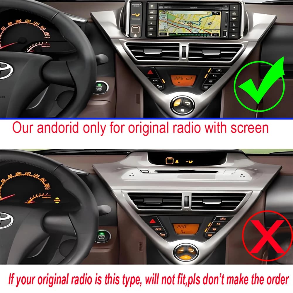 Android 16 Car Radio Stereo Head Unit For Toyota Scion IQ 2008-2016 Multimedia Video Player GPS Navigation QLED Touch Screen BT