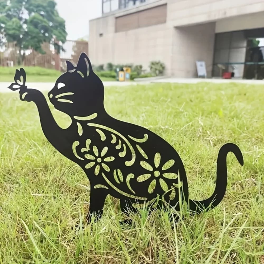 1 Pezzo Ornamento da Giardino Gatto, Decorazione da Giardino in Acrilico, Divertente Statuetta Animale a Forma di Gatto