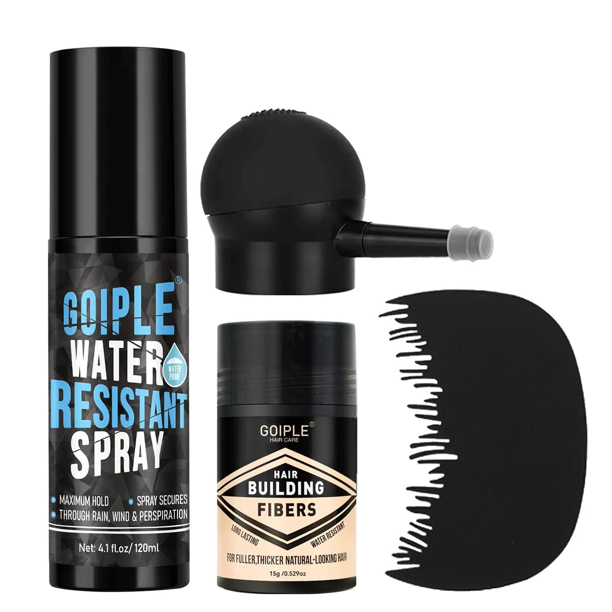 Spray Resistente all'Acqua, Polvere di Fibre Volumizzante, Applicatore, Fibre per Capelli e Barba, Prodotti Istantanei per Nascondere Diradamento Capelli per Uomini e Donne