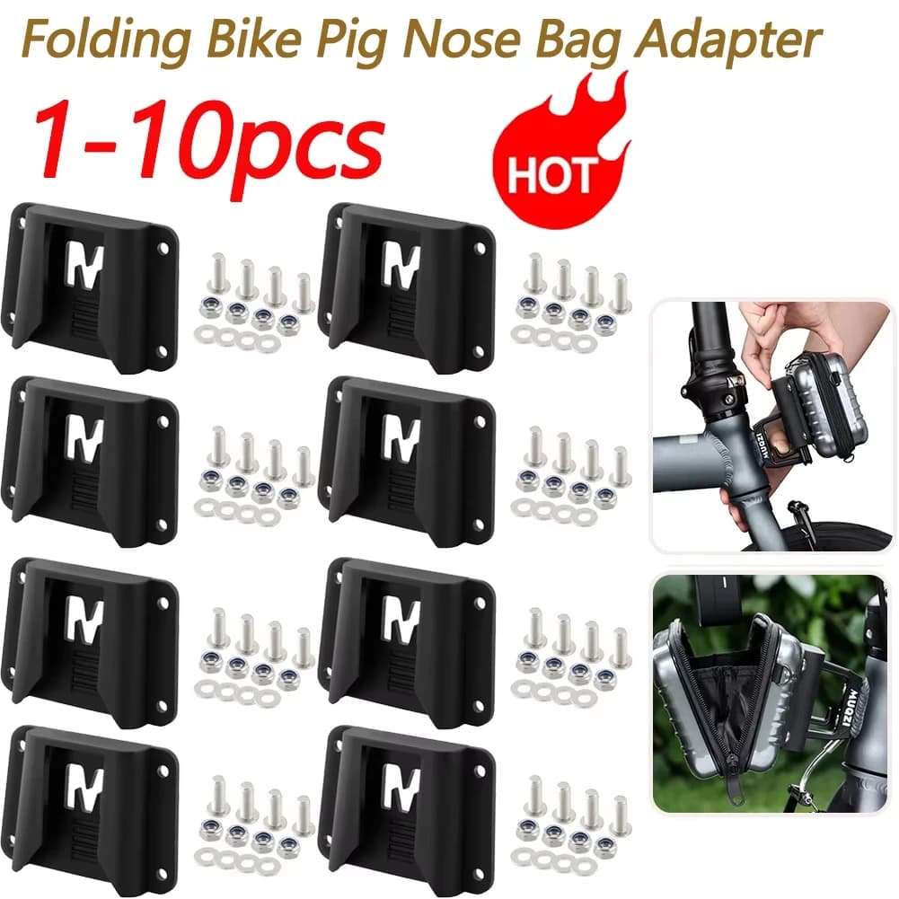 Adattatore per borsa per naso di maiale per bici pieghevole da 1-10 pezzi per adattatore per blocco portante anteriore in plastica per bicicletta Brompton con viti rack per borsa anteriore