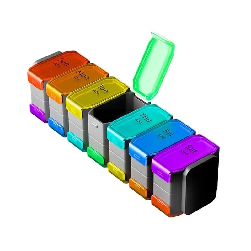 Organizer of AUAU pills 2 times a day, 7 days with large AM/PM compartments - Suitable for large vitamins, supplements and gummy candies