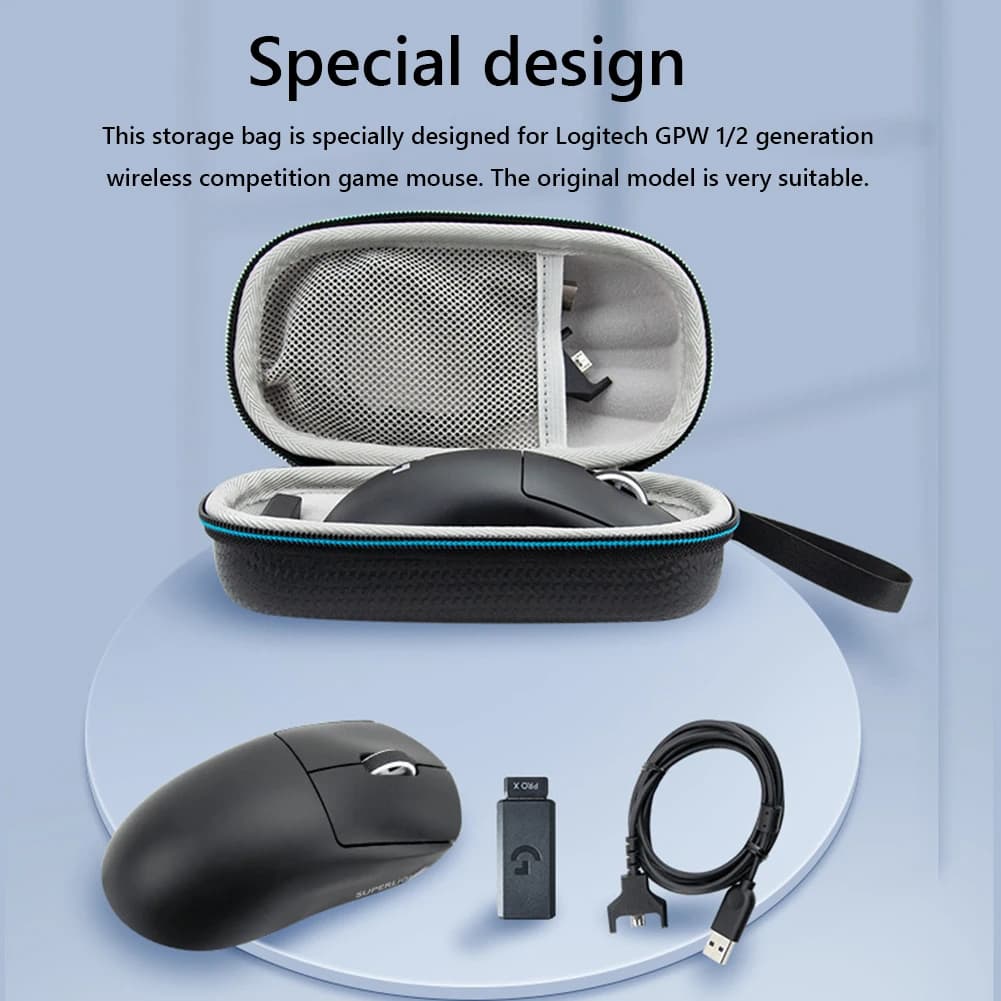 Custodia impermeabile con cordino da polso, borsa rigida in EVA, custodia portatile con cerniera antigraffio per Logitech G PRO WIRELESS GPW
