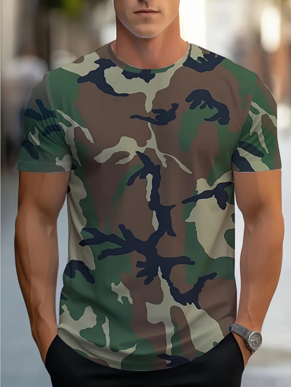 Summer Men's 3D Camouflage Graphics Printed T-Shirt Short Sleeve O-Neck Comfortable Tops Tees Outdoor Sportswear Men's Clothing