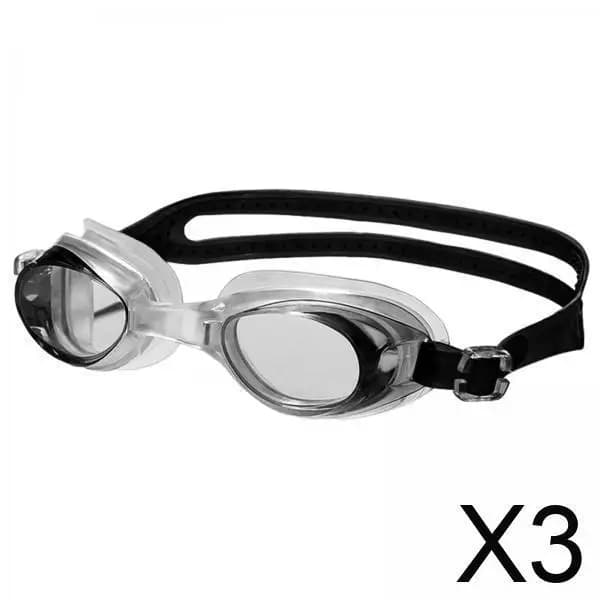 3 swimming goggles, no leakage, anti-slip glasses with case and nasal bridge in soft silicone for adult men women