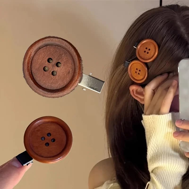 Set di 2 fermagli per capelli in lega, stile dolce e alla moda, clip a becco d'anatra marrone, accessorio per capelli da donna