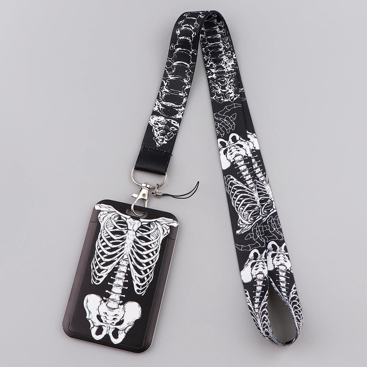 Skull Credential Holder Skeleton Lanyards for Key Neck Strap For Card Badge Gym Keychain Punk Keyring Accessories Halloween Gift