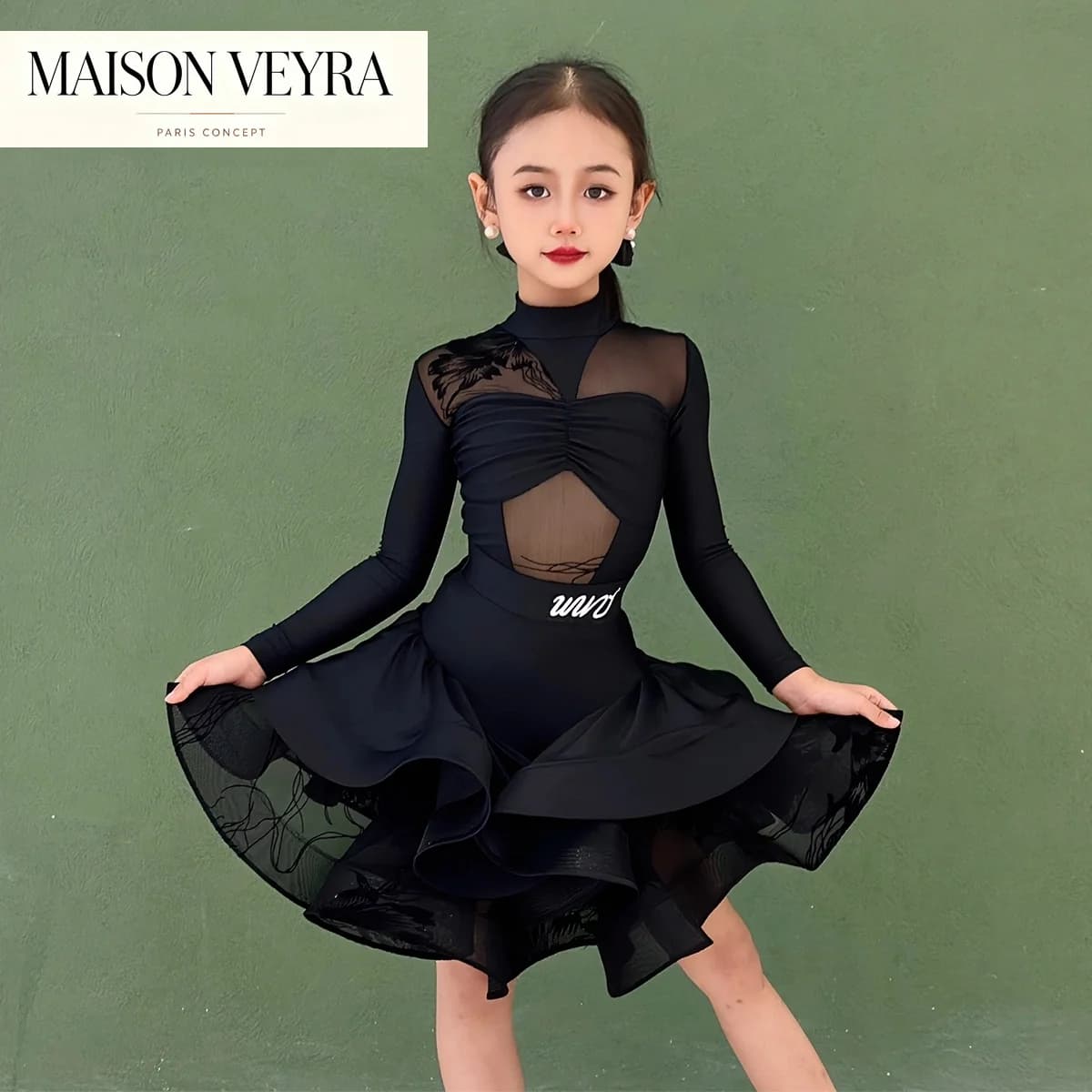 Salsa Latin Dance Dress Girls Samba Tango Rumba Latin Clothes Dance Kids Dancing Dress Ballroom Competition Child