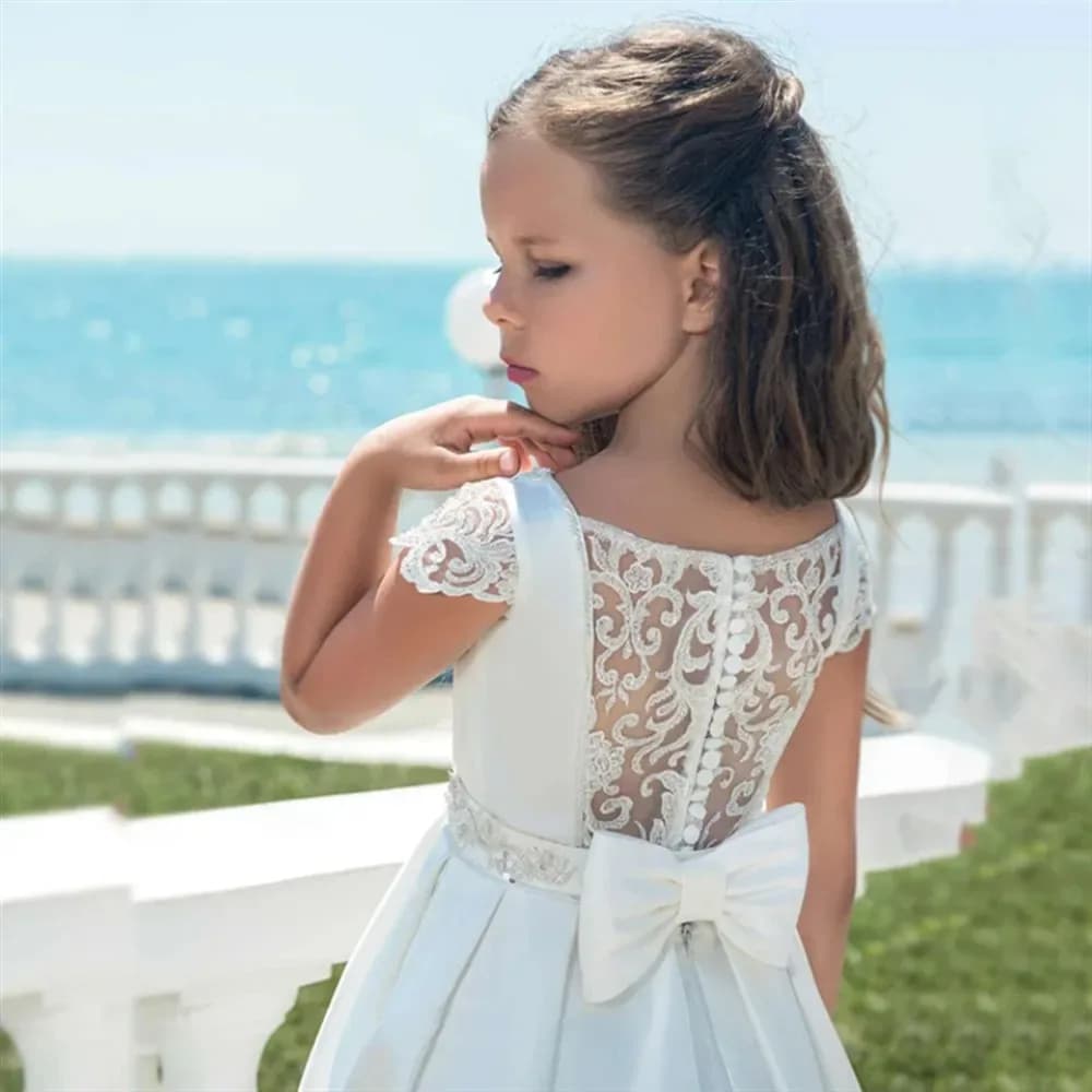 Abito da damigella elegante da principessa con applicazioni e perline, abito da ballo per bambini, abito da festa di compleanno, abito da Prima Comunione personalizzabile