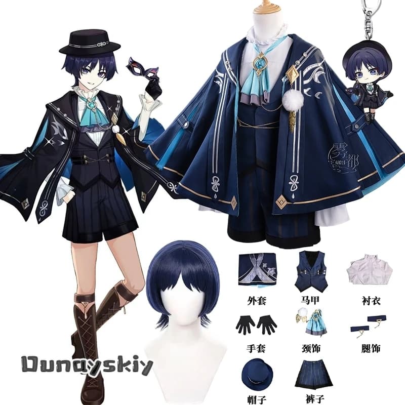 Yumekiri@Gioco GenshinImpact FES Wanderer Scaramouche Costume Cosplay Cappotto Mantello Abito Pantaloncini Set Halloween Carnevale Tema Vestire