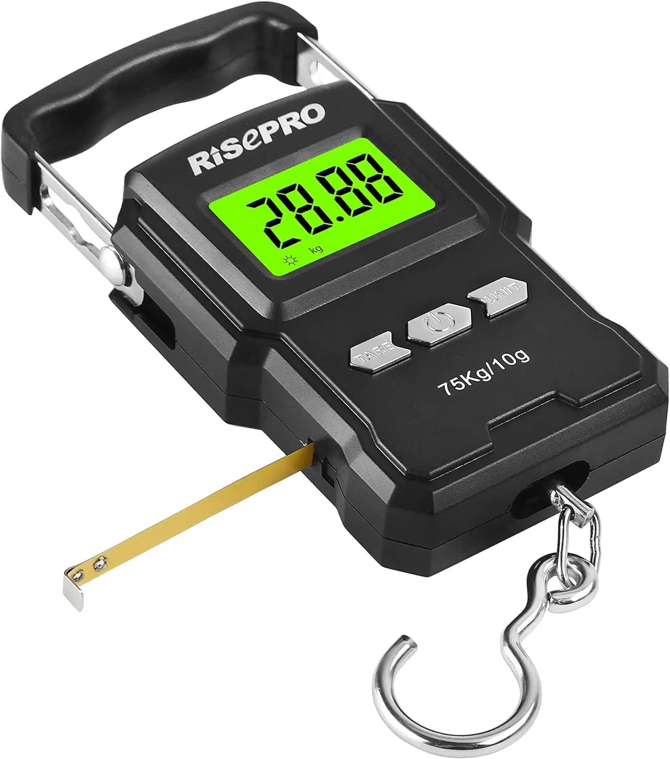 Bilancia Digitale per Pesce da 75Kg/165Lb con Righello da 39 Pollici, Bilancia Elettronica per Bagagli, Bilancia a Gancio per Pesca e Posta