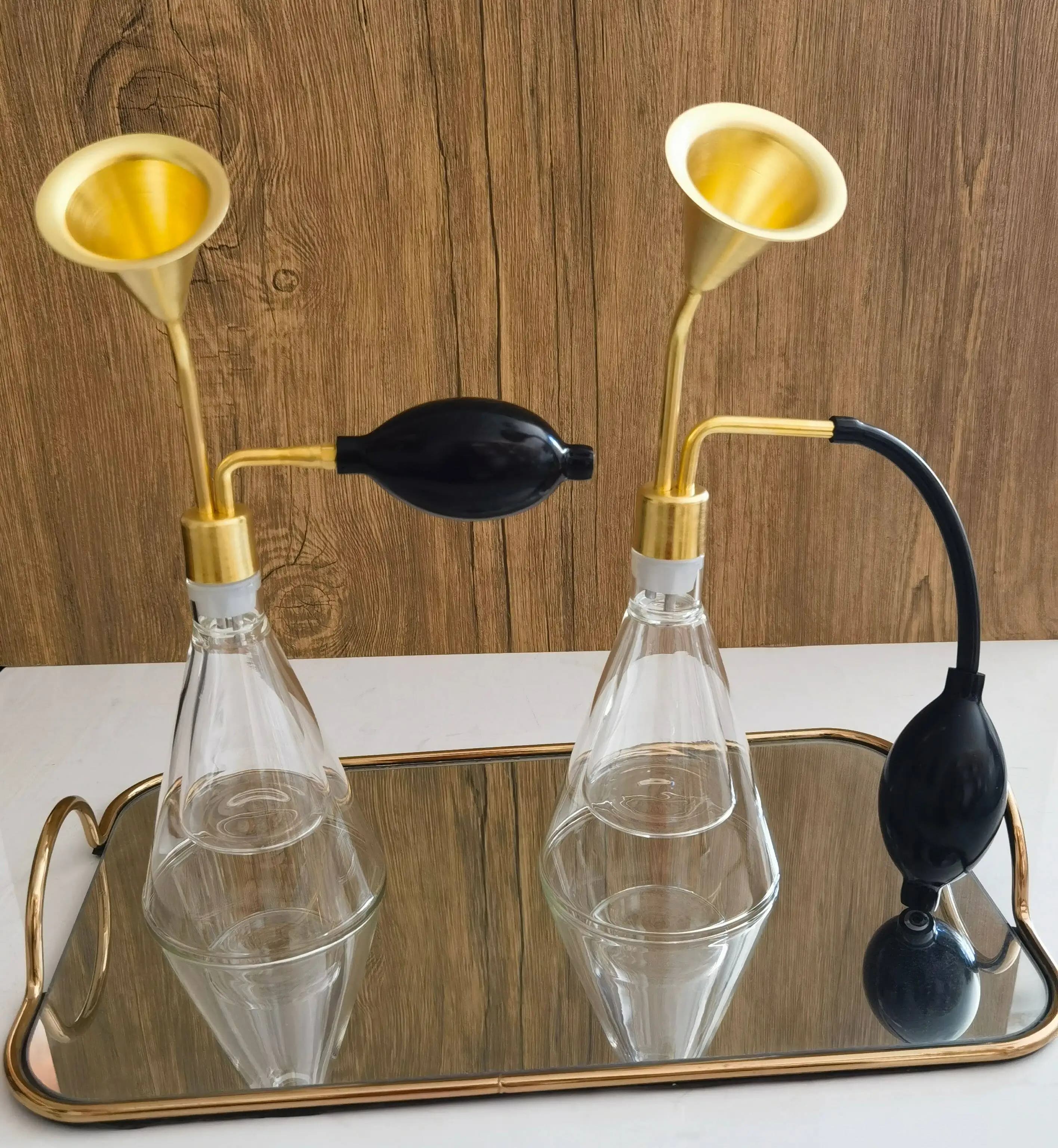 Custom Glass & Brass Aroma Sniffer Bottle–Scent Sampling Vial for Perfume, Essential Oil, Coffee & Spirits,SPA Aromatherapy Tool