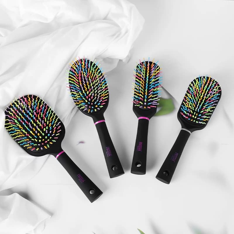 Pettine per massaggio con punta curva Rainbow, grande, portatile, per arricciare e stirare i capelli, pettine a cuscino d'aria per uso domestico, per ragazza