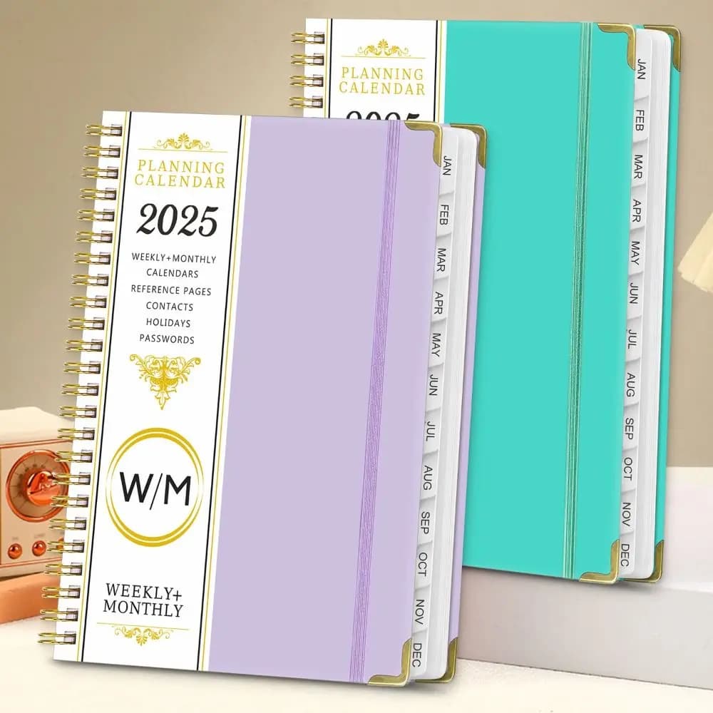 New Paper 2025 Planner Notebook with Index Tags Coil 365 Days Diary Book Office Stationery A5 Study Notebook