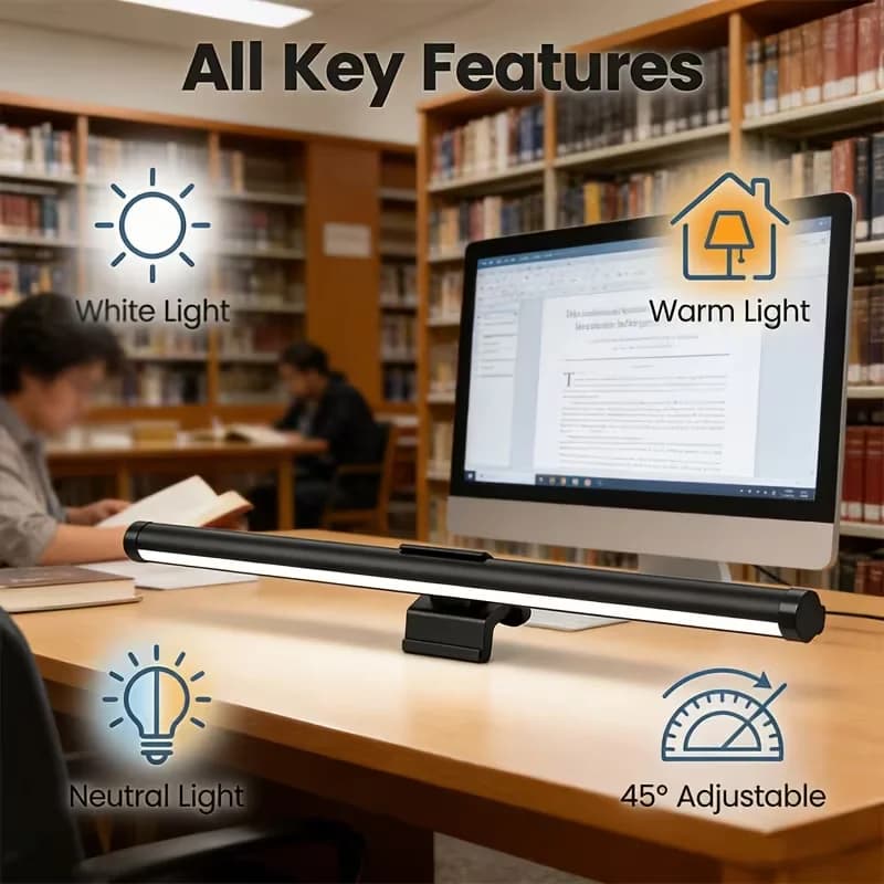 5V USB LED Screen Hanging Light for Desk Eye Protection Computer Monitor Light Strip with Stepless Dimming Suitable for Gaming