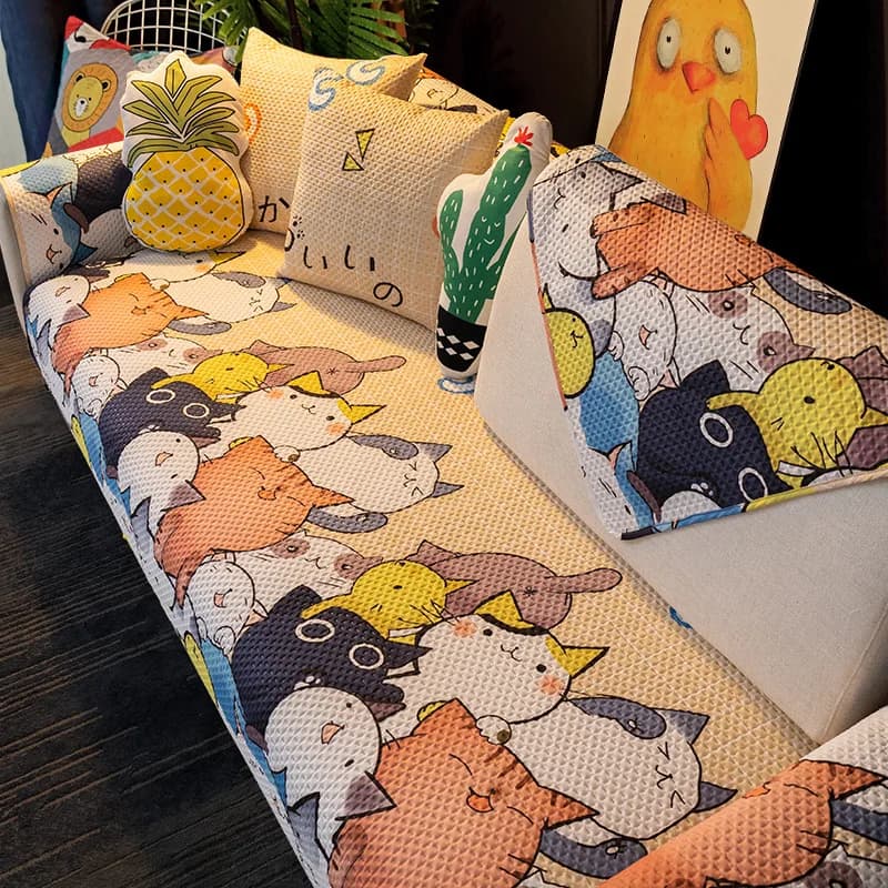 Cover in fabric for cartoons Universal cover for living room Simple non-slip Cover for back for sofa with armrest