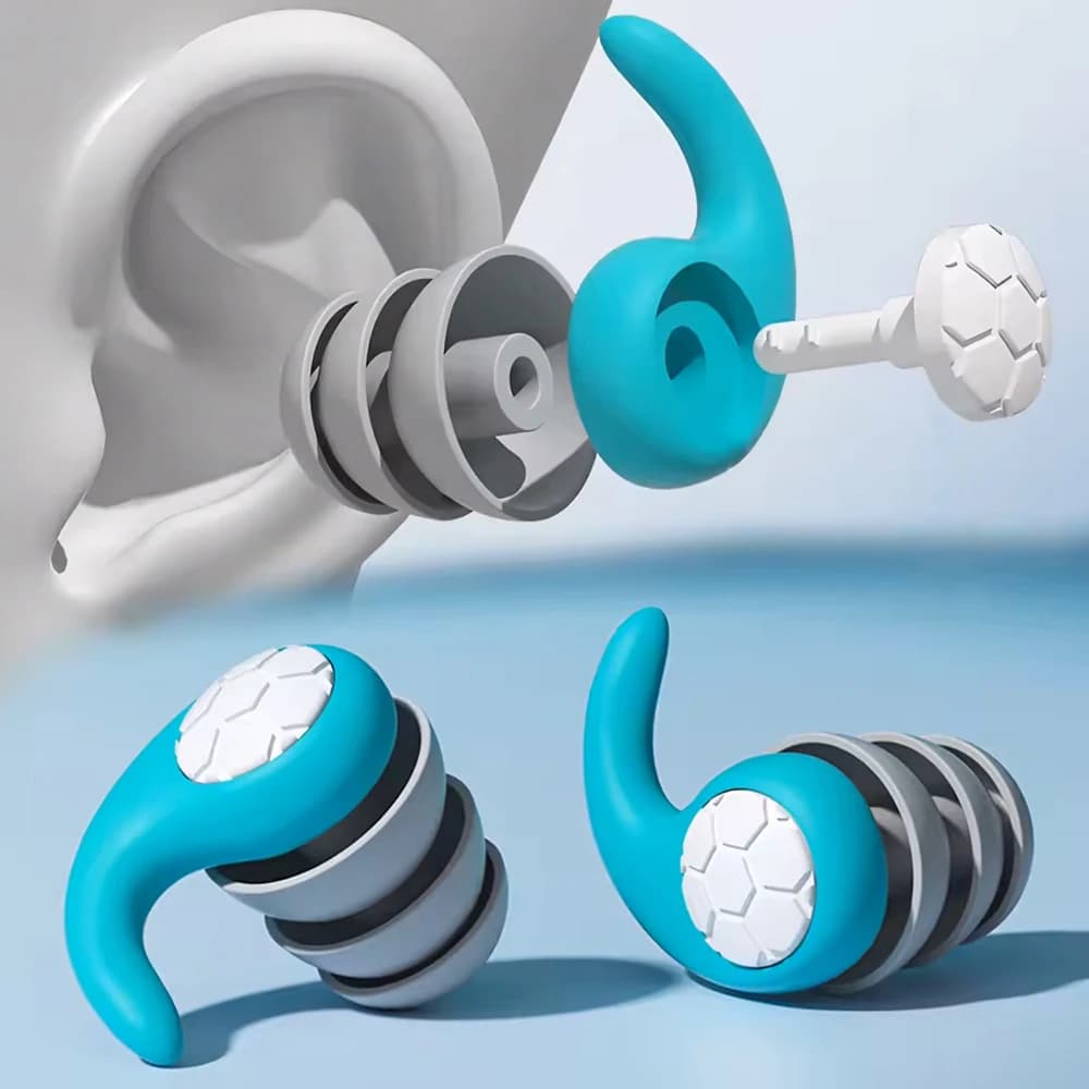 Silicone Earrings with Noise Cancellation, Acoustic Filter for Sleeping and Swimming, Waterproof Three Roads
