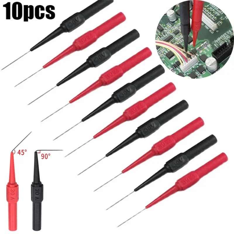 1-10 Pezzi Sonda di Test Diagnostica 30V con Punta a Spillo per Estensione Cavo Multimetro, Kit Sonda per Test Auto 0.7MM
