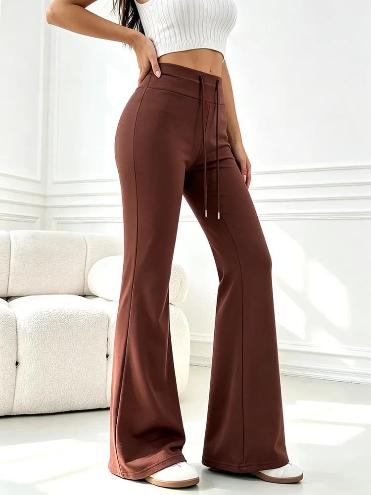 Women's elasticated waist wide-leg pants - stretch athletic pants, high-waisted yoga pants, suitable for gym, exercise and daily