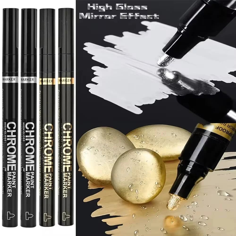 Set of 1/3/5/12 Pennarelli Chromed Mirror, Waterproof Ink, Fa-da-Te Reflective Pen, Gold and Silver Pennarelli for Modelling and Art