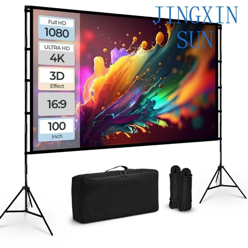 100inch Projector Screen with Stand for Home Outdoor Theater Backyard Cinema Movie