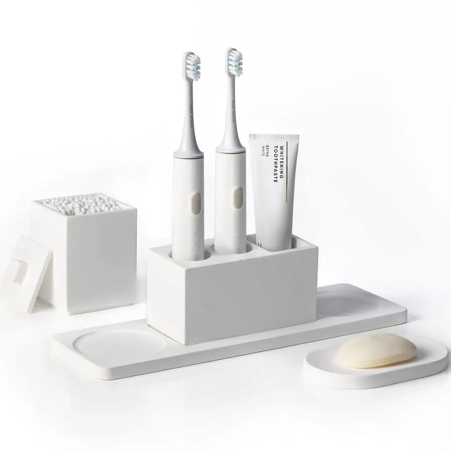 Ceramic Brush Holder for Bathroom, White Diatomite Bath Accessories, Electric Brush Holder with Brush Holder
