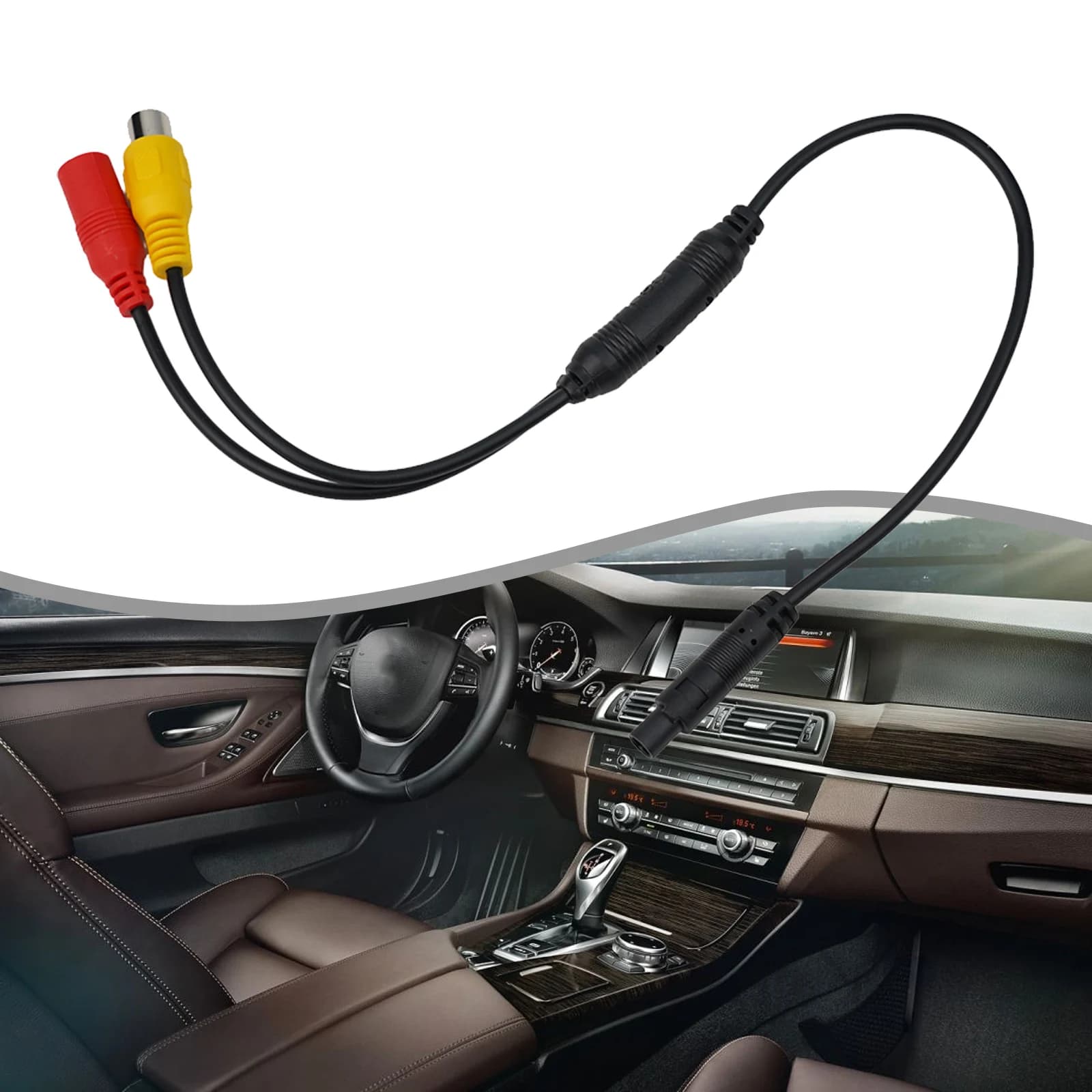1 cavo di conversione CVBS da maschio a 4 pin femmina per auto, adatto per specchietto retrovisore, DVR, telecamera di parcheggio, cavo di collegamento.